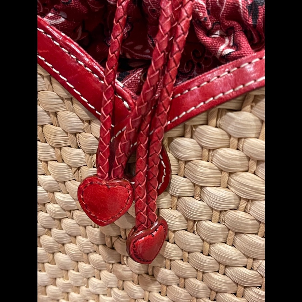 BRIGHTON STRAW & LEATHER BANDANA FABRIC ACCENTED MARILYN SHOULDER BAG - Picture 14 of 14